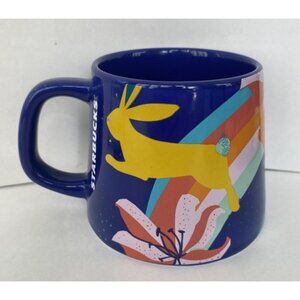 Starbucks Spring 2020 Cobalt Blue Bunny Easter Mug 14 oz Ceramic Flared Bottom